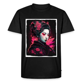 Fleurs de cerisier du Japon Geisha Neon - T-shirt Premium bio Homme - noir - Devant - Nico (187cm)