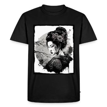 Fleurs de cerisier du Japon Geisha Neon - T-shirt Premium bio Homme - noir - Devant - Nico (187cm)