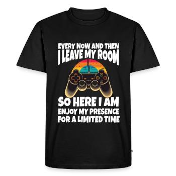 Every Now And Then I Leave My Room Gamer Gaming - Men's Premium Organic T-Shirt - black - Front - Nico (187cm)