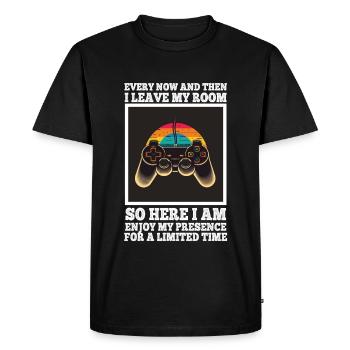 Every Now And Then I Leave My Room Gamer Gaming - Men's Premium Organic T-Shirt - black - Front - Nico (187cm)