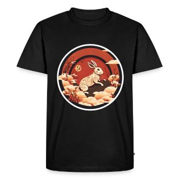 Lapin Chine Lapin Fleurs du Nouvel An chinois - T-shirt Premium bio Homme - noir - Devant - Nico (187cm)