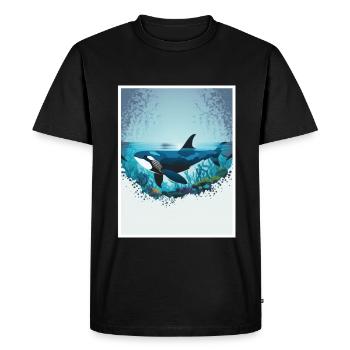 Whale Orca Polygon Geometric Underwater World Ocean - Men's Premium Organic T-Shirt - black - Front - Nico (187cm)