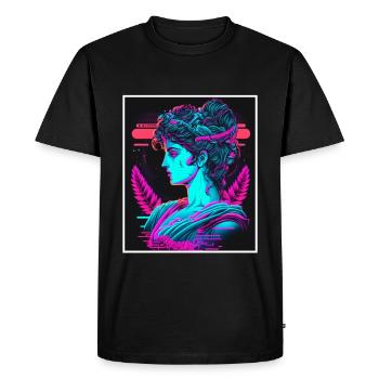 Vaporwave Greek mythology God Neon Olympus - Men's Premium Organic T-Shirt - black - Front - Nico (187cm)