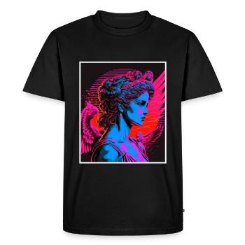 Vaporwave Greek mythology God Neon Olympus - Men's Premium Organic T-Shirt - black - Front - Nico (187cm)