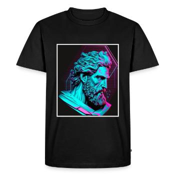 Vaporwave Greek mythology God Neon Olympus - Men's Premium Organic T-Shirt - black - Front - Nico (187cm)