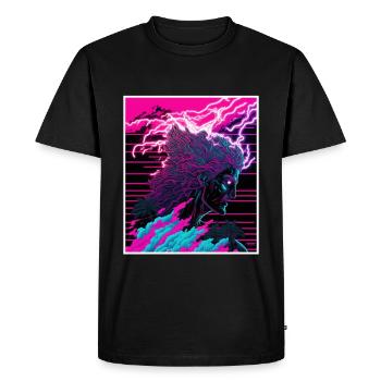 Vaporwave Mythologie grecque Dieu Neon Olympus - T-shirt Premium bio Homme - noir - Devant - Nico (187cm)