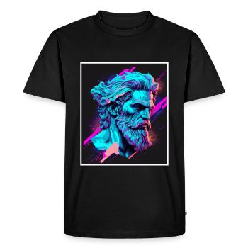Vaporwave Greek mythology God Neon Olympus - Men's Premium Organic T-Shirt - black - Front - Nico (187cm)