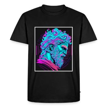 Vaporwave Greek mythology God Neon Olympus - Men's Premium Organic T-Shirt - black - Front - Nico (187cm)