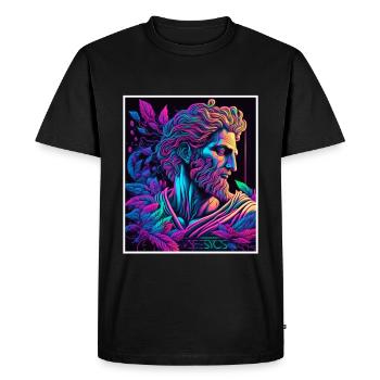 Vaporwave Greek mythology God Neon Olympus - Men's Premium Organic T-Shirt - black - Front - Nico (187cm)
