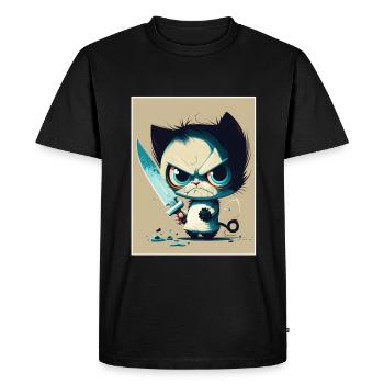 Du hast nichts gesehen Katze Messer Kätzchen - Männer Premium Bio T-Shirt - Schwarz - Vorne - Nico (187cm)