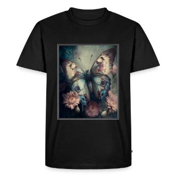 Cottagecore Fée Elfe Fleurs Des Bois Papillon - T-shirt Premium bio Homme - noir - Devant - Nico (187cm)