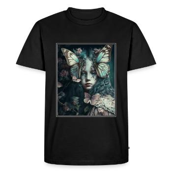 Cottagecore Fairy Fairy Forest Flowers Butterfly - Men's Premium Organic T-Shirt - black - Front - Nico (187cm)