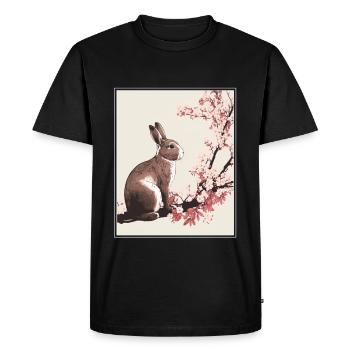 Rabbit Rabbit Cherry Blossom Japan Japanese - Men's Premium Organic T-Shirt - black - Front - Nico (187cm)