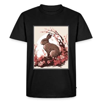 Rabbit Rabbit Cherry Blossom Japan Japanese - Men's Premium Organic T-Shirt - black - Front - Nico (187cm)