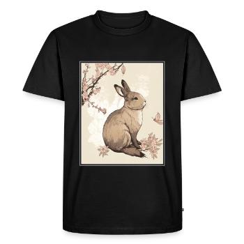 Bunny Rabbit Cherry Blossom Japan Japanese - Men's Premium Organic T-Shirt - black - Front - Nico (187cm)