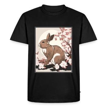 Rabbit Rabbit Cherry Blossom Japan Japanese - Men's Premium Organic T-Shirt - black - Front - Nico (187cm)