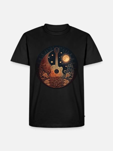 Cottagecore Acoustic Guitar Moon Star Flower - Men's Premium Organic T-Shirt - black