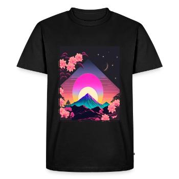 Moonflower Moonflower Moon Japanese Vaporwave - T-shirt Premium bio Homme - noir - Devant - Nico (187cm)