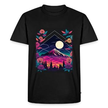 Moonflower Moonflower Moon Japanese Vaporwave - T-shirt Premium bio Homme - noir - Devant - Nico (187cm)