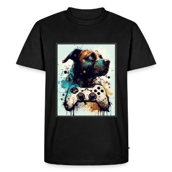 Chiens et jeux Hunde Gamer Controller Zocken - T-shirt Premium bio Homme - noir - Devant - Nico (187cm)