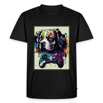 Chiens et jeux Hunde Gamer Controller Zocken - T-shirt Premium bio Homme - noir - Devant - Nico (187cm)