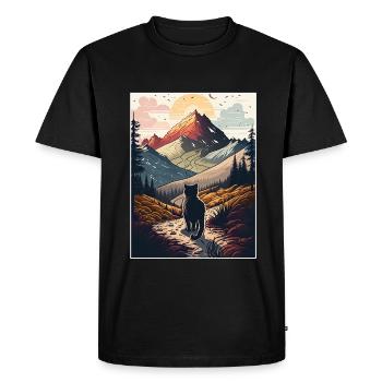 Cat Kitten Mountains Randonnée Escalade en plein air - T-shirt Premium bio Homme - noir - Devant - Nico (187cm)