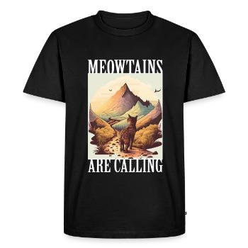 Cat Kitten Mountains Randonnée Escalade en plein air - T-shirt Premium bio Homme - noir - Devant - Nico (187cm)