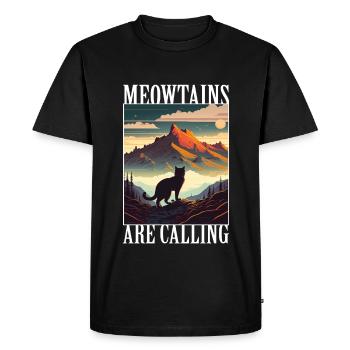 Cat Kitten Mountains Randonnée Escalade en plein air - T-shirt Premium bio Homme - noir - Devant - Nico (187cm)