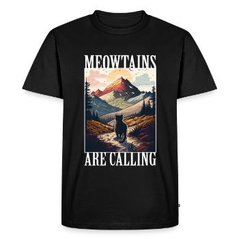 Cat Kitten Mountains Randonnée Escalade en plein air - T-shirt Premium bio Homme - noir - Devant - Nico (187cm)