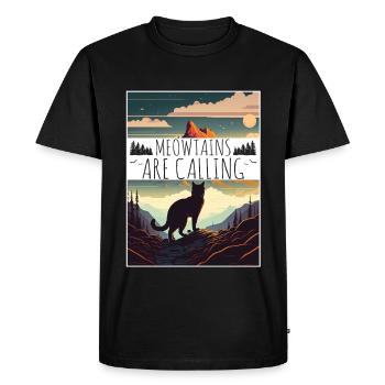 Cat Kitten Mountains Randonnée Escalade en plein air - T-shirt Premium bio Homme - noir - Devant - Nico (187cm)