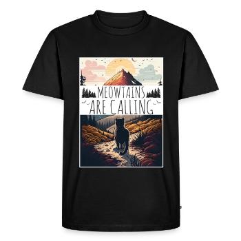 Cat Kitten Mountains Randonnée Escalade en plein air - T-shirt Premium bio Homme - noir - Devant - Nico (187cm)