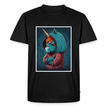 Collègue sarcasme sarcastique de vache licorne du matin - T-shirt Premium bio Homme - noir - Devant - Nico (187cm)