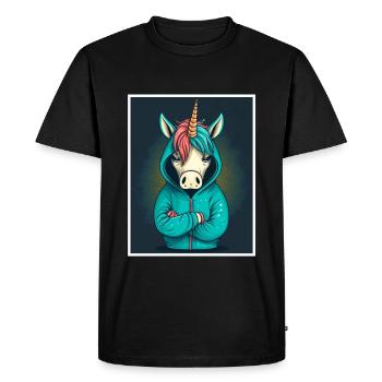 Collègue sarcasme sarcastique de vache licorne du matin - T-shirt Premium bio Homme - noir - Devant - Nico (187cm)