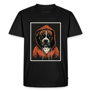 Chien Bouledogue Matin Grognement Sarcasme Collègue - T-shirt Premium bio Homme - noir - Devant - Nico (187cm)