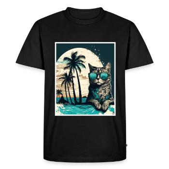 Quoi de neuf Plages Cat Beach Summer Holiday Party - T-shirt Premium bio Homme - noir - Devant - Nico (187cm)