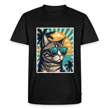 Quoi de neuf Plages Cat Beach Summer Holiday Party - T-shirt Premium bio Homme - noir - Devant - Nico (187cm)
