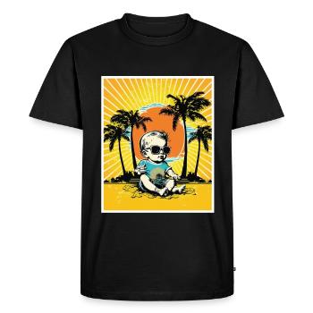 Quoi de neuf Plages Jeunes enfants Vacances d’été à la plage - T-shirt Premium bio Homme - noir - Devant - Nico (187cm)