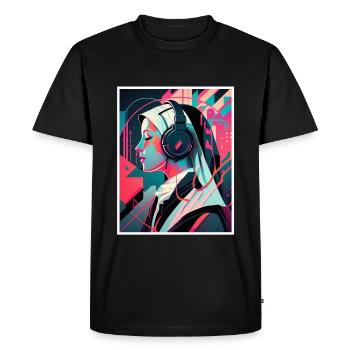 Techno Vaporwave Nun Christian God Music - Men's Premium Organic T-Shirt - black - Front - Nico (187cm)