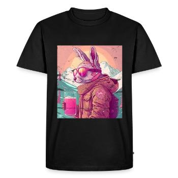 Lapin d’hiver Ski Snowboard Lapin des neiges - T-shirt Premium bio Homme - noir - Devant - Nico (187cm)