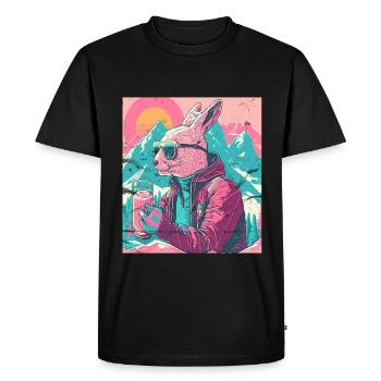 Lapin d’hiver Ski Snowboard Lapin des neiges - T-shirt Premium bio Homme - noir - Devant - Nico (187cm)