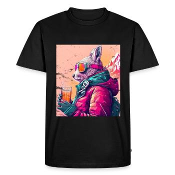 Lapin d’hiver Ski Snowboard Lapin des neiges - T-shirt Premium bio Homme - noir - Devant - Nico (187cm)