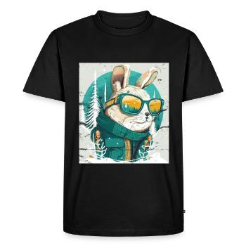 Lapin d’hiver Ski Snowboard Lapin des neiges - T-shirt Premium bio Homme - noir - Devant - Nico (187cm)