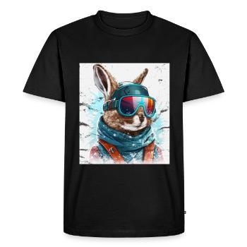 Lapin d’hiver Ski Snowboard Lapin des neiges - T-shirt Premium bio Homme - noir - Devant - Nico (187cm)
