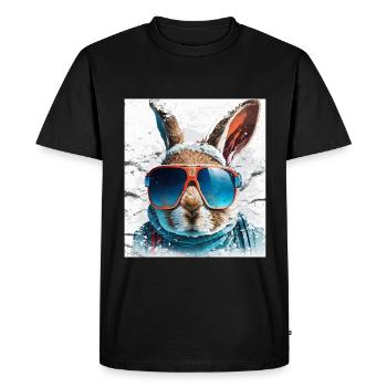 Lapin d’hiver Ski Snowboard Lapin des neiges - T-shirt Premium bio Homme - noir - Devant - Nico (187cm)
