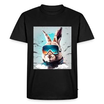 Lapin d’hiver Ski Snowboard Lapin des neiges - T-shirt Premium bio Homme - noir - Devant - Nico (187cm)