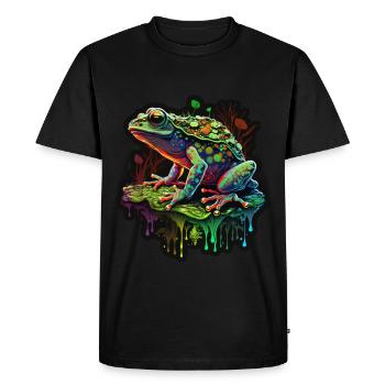 Champignons Grenouille Nature Cosmique Néon Raver Goa - T-shirt Premium bio Homme - noir - Devant - Nico (187cm)