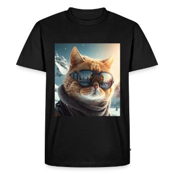 Winter Cat Ski Snowboard Snow Kitten - Men's Premium Organic T-Shirt - black - Front - Nico (187cm)