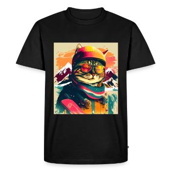 Winter Cat Ski Snowboard Snow Kitten - Men's Premium Organic T-Shirt - black - Front - Nico (187cm)