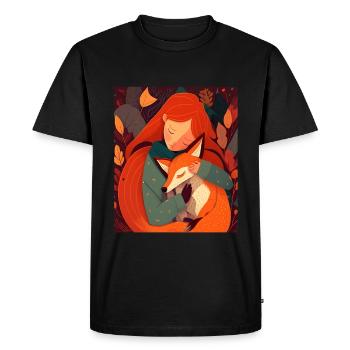 Fox Fox Mama Fox Love Nature Forest Girl - Men's Premium Organic T-Shirt - black - Front - Nico (187cm)