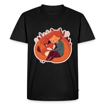 Fox Fox Mama Fox Love Nature Forest Girl - Men's Premium Organic T-Shirt - black - Front - Nico (187cm)